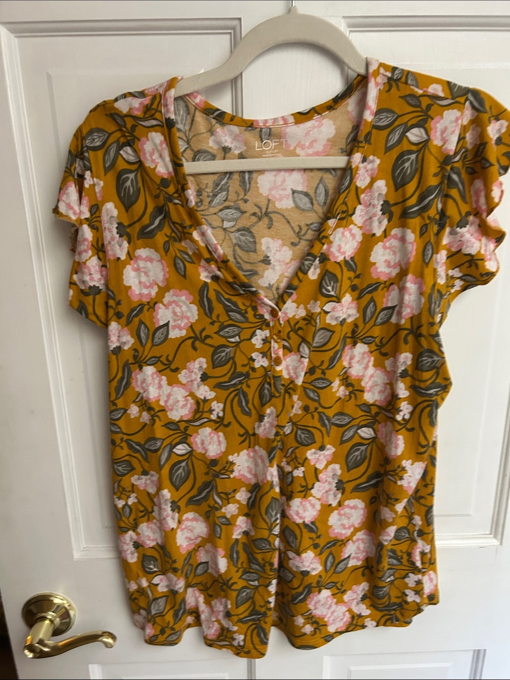 LOFT Floral V-Neck Top
